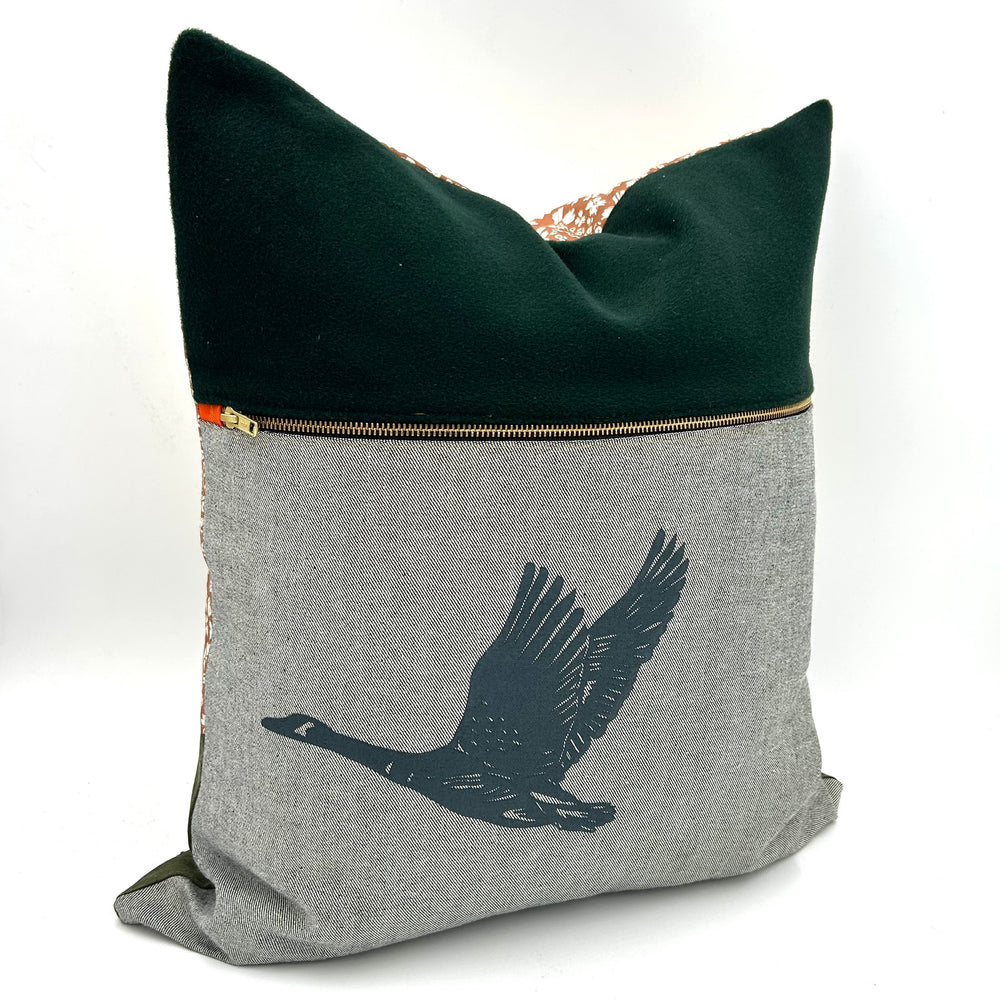 Swale Pillow :: Wild Goose on Grey Denim