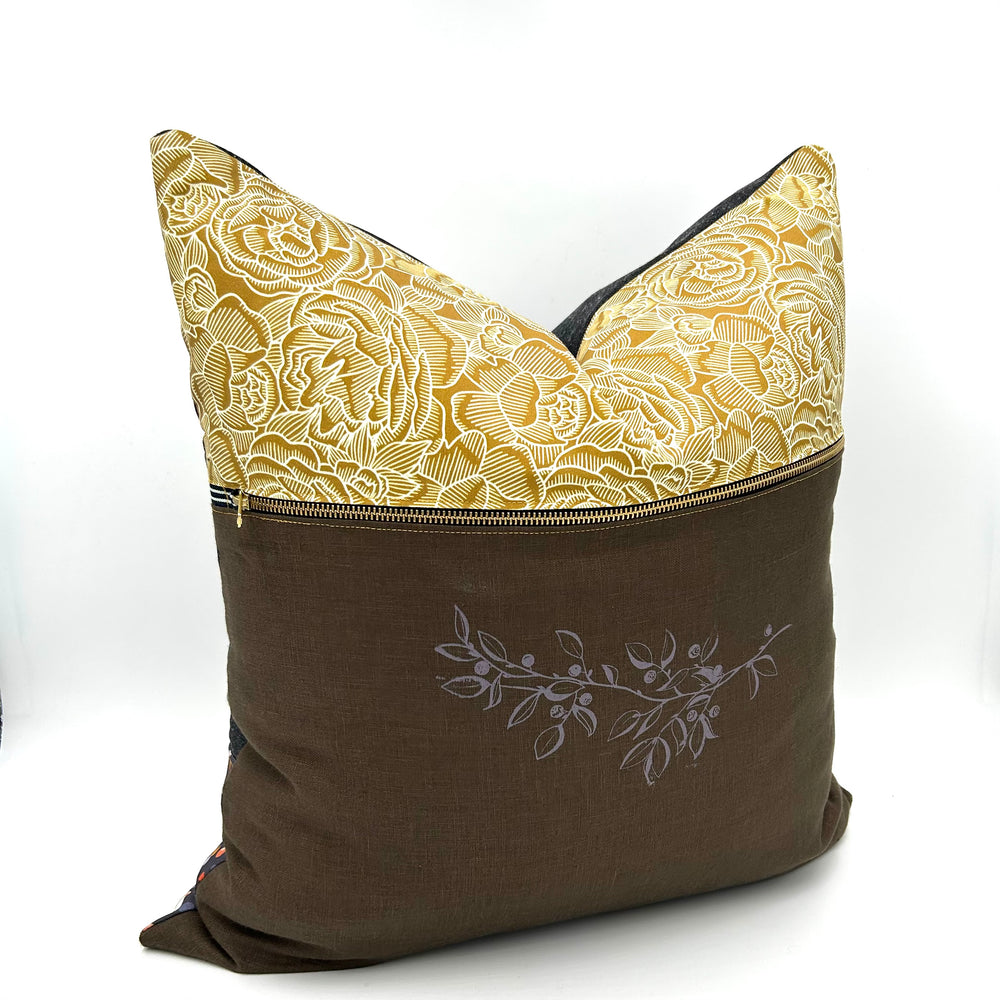 Swale Pillow :: Huckleberry on Fig Brown Linen