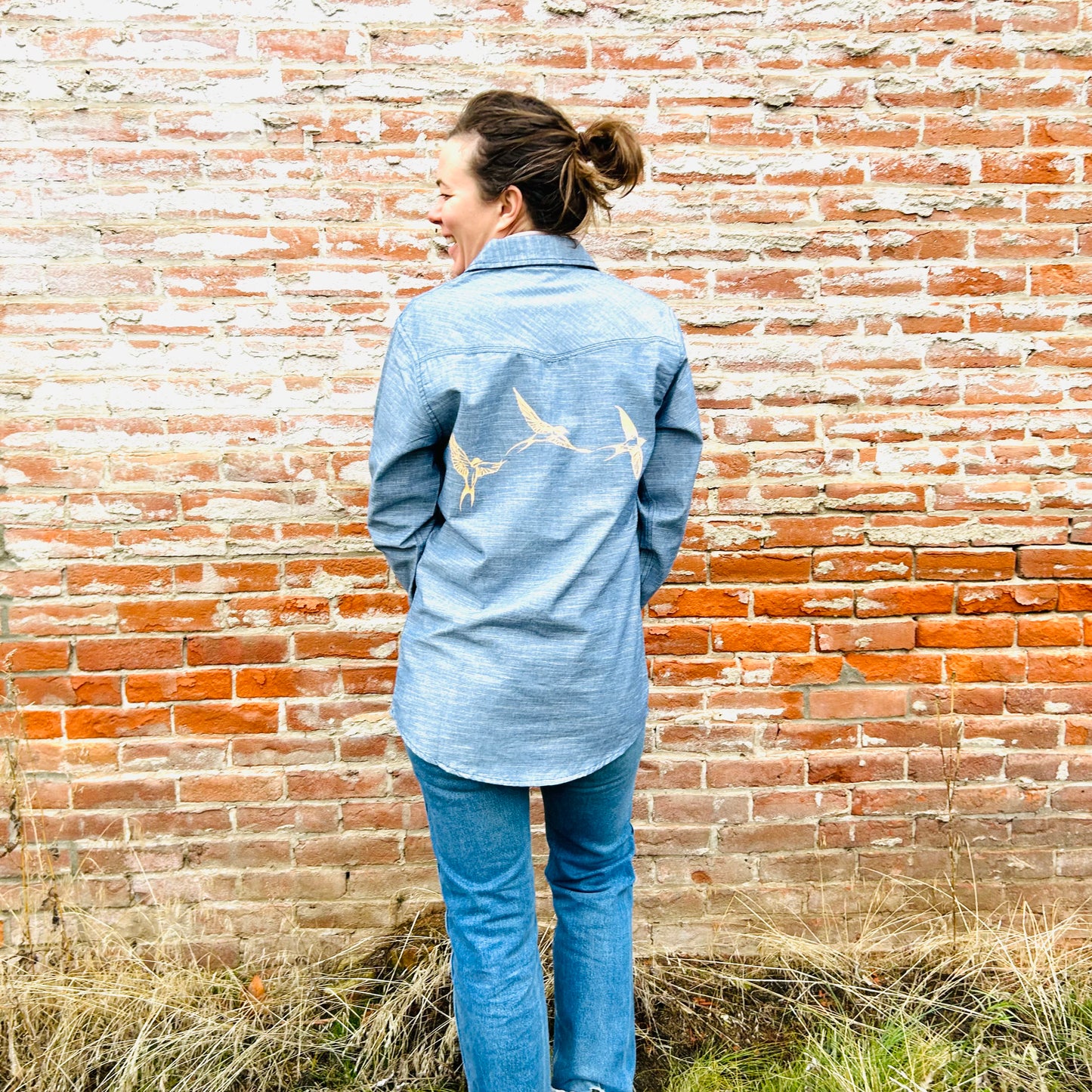 
                  
                    Swallows In Flight Chambray Shirt
                  
                