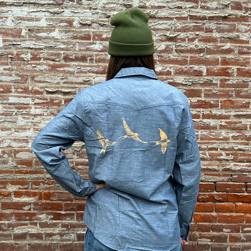 
                  
                    Swallows In Flight Chambray Shirt
                  
                