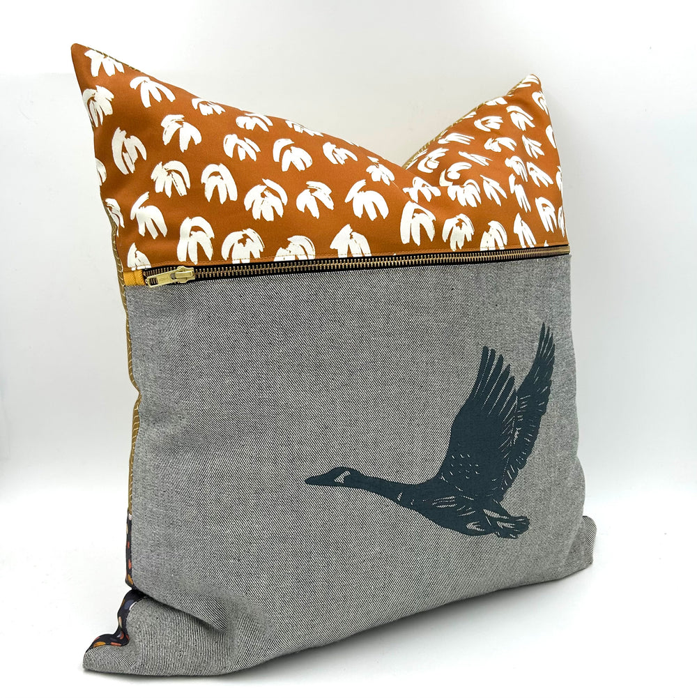 Swale Pillow :: Wild Goose on Grey Denim