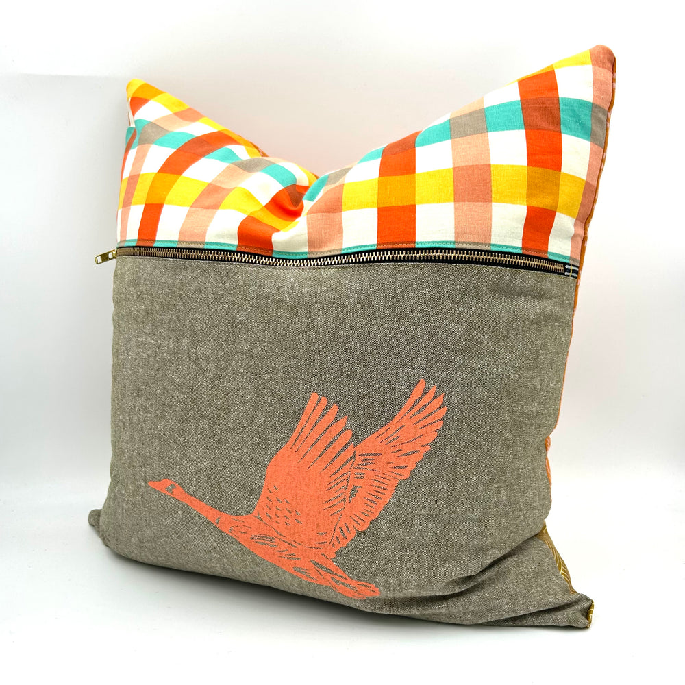 Swale Pillow :: Peach Wild Goose on Moss Woven