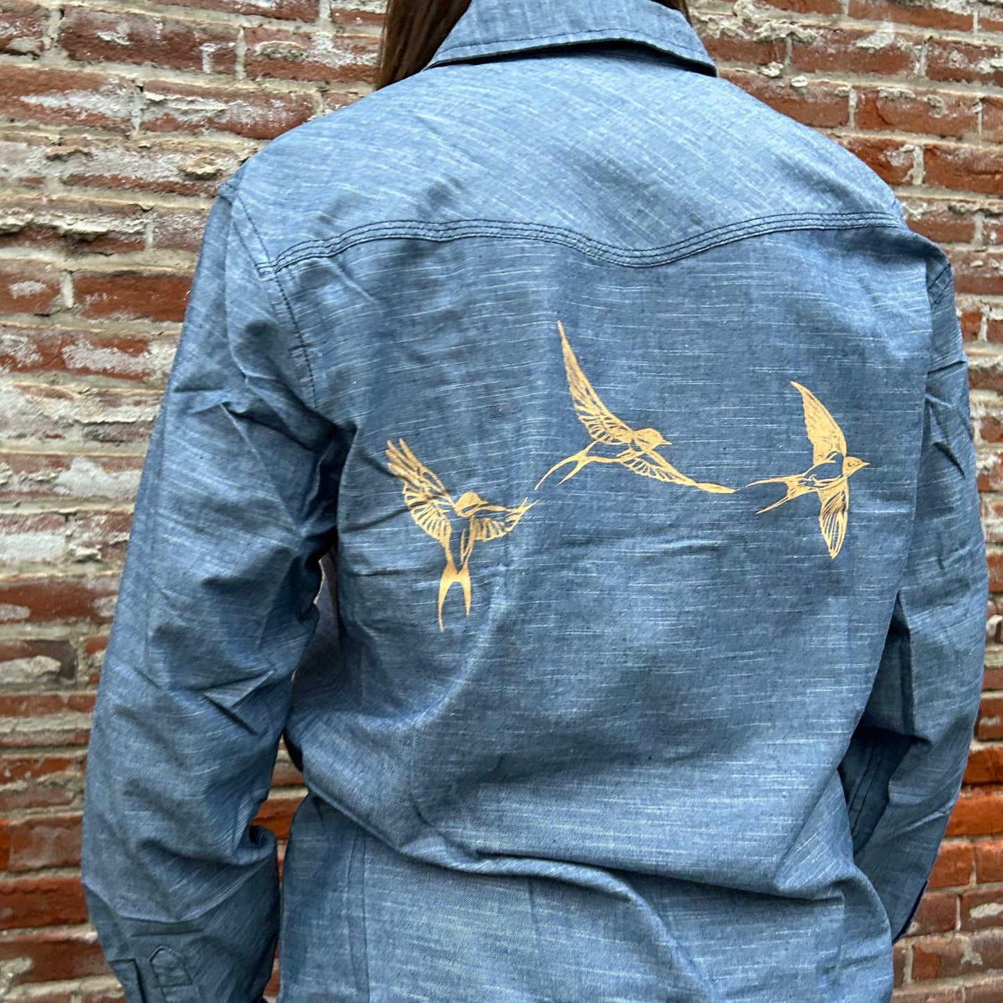 
                  
                    Swallows In Flight Chambray Shirt
                  
                