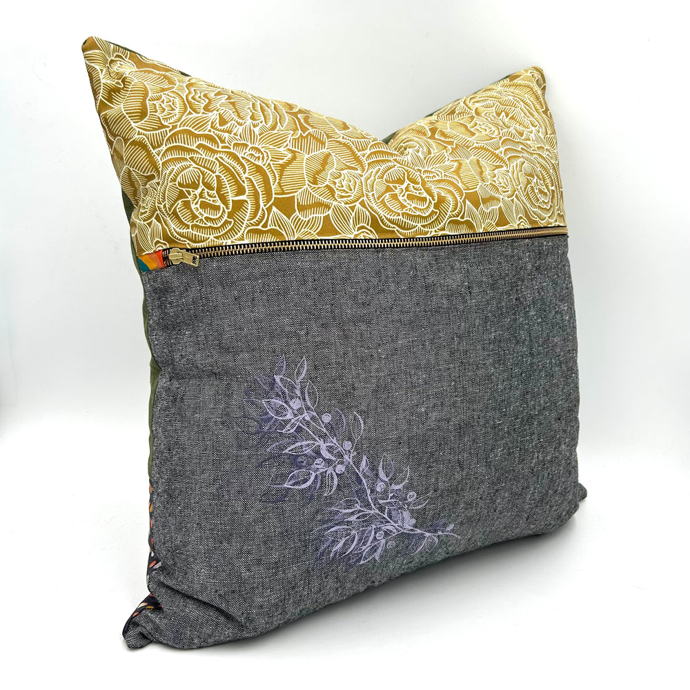 Swale Pillow :: Huckleberry on Charcoal Weave