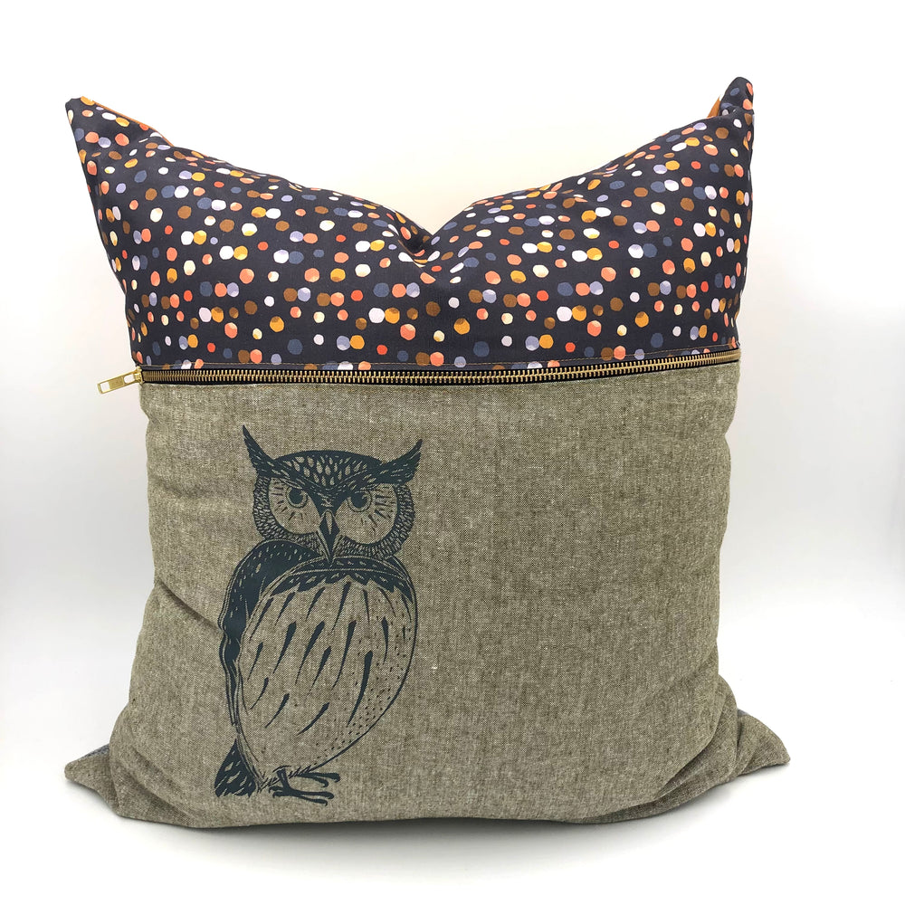 Swale Pillow :: Owl on Moss Woven