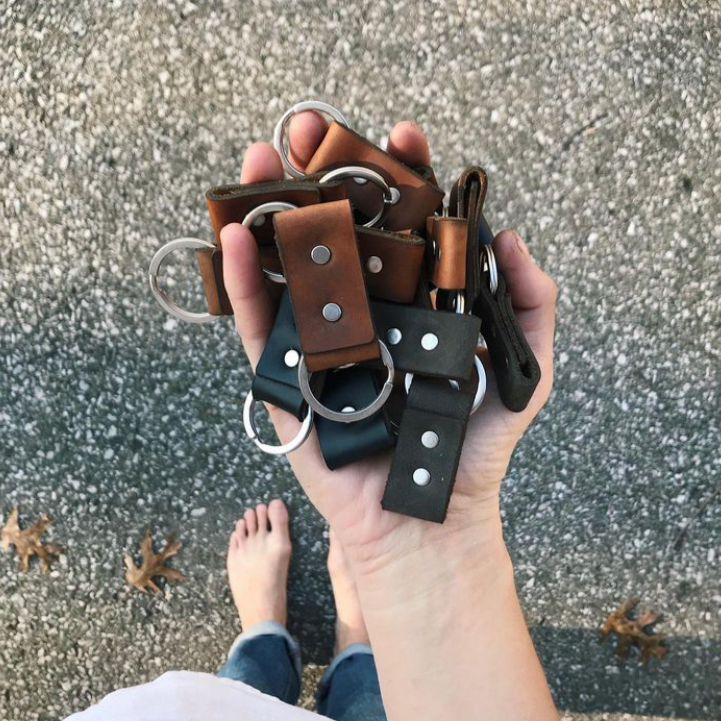 
                  
                    Leather-Strap Keychain
                  
                