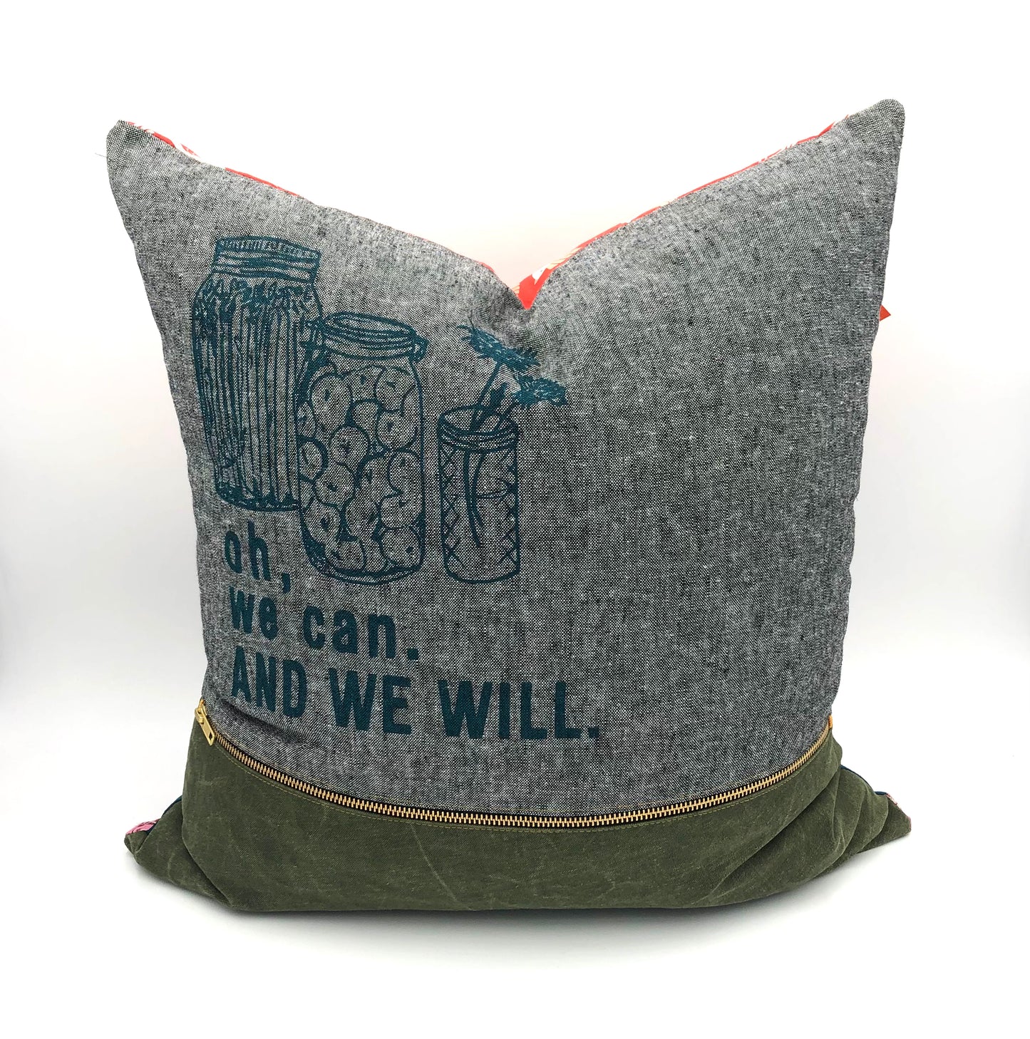 
                  
                    Swale Pillow :: Oh We Can on Grey Woven
                  
                
