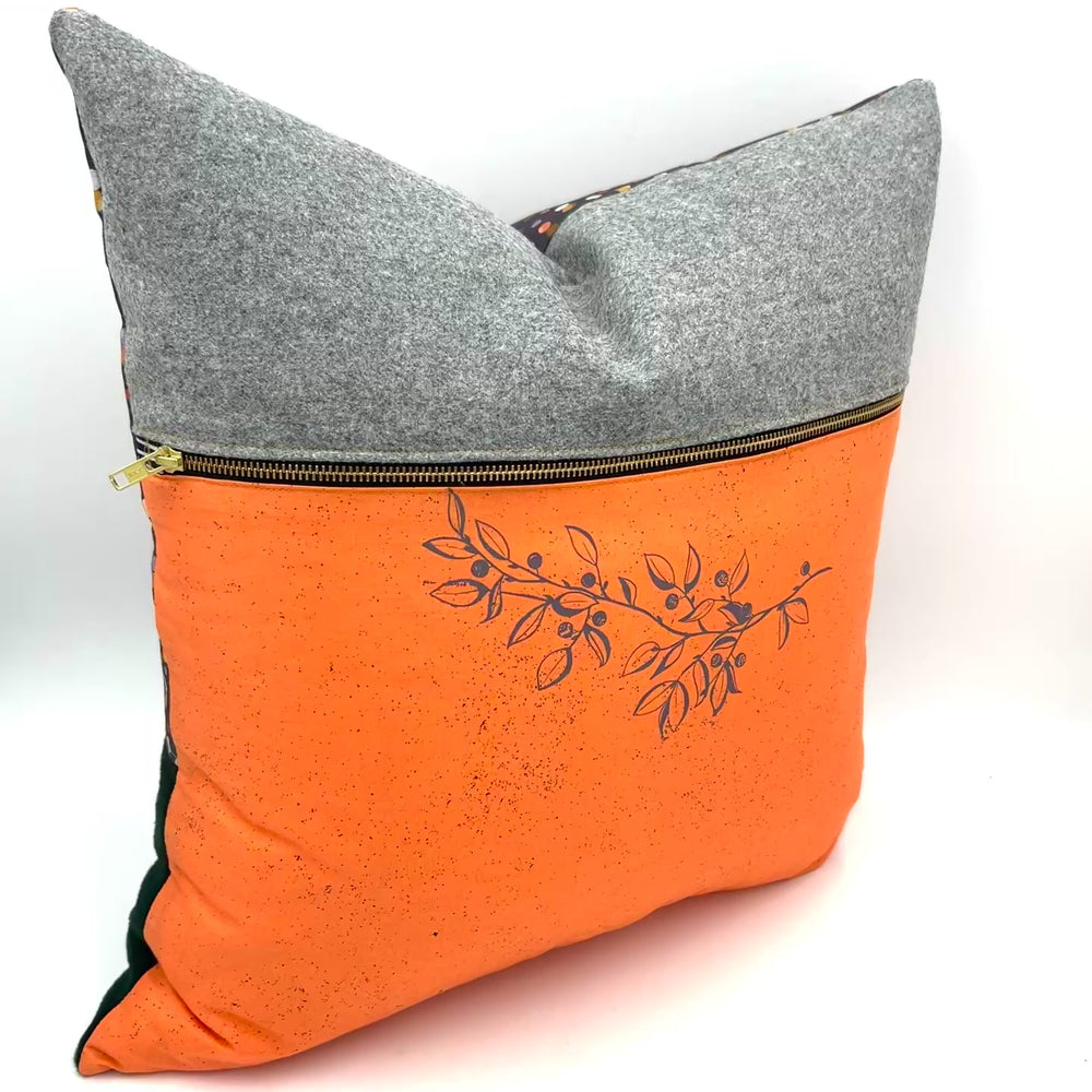 Swale Pillow :: Huckleberry on Speckled Coral Cotton