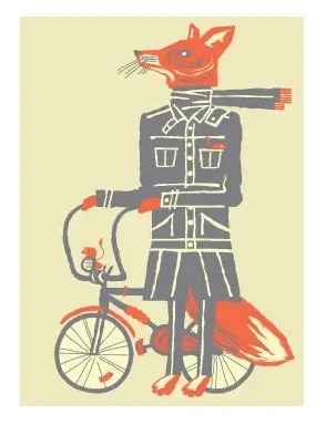 Fox + Bike Print
