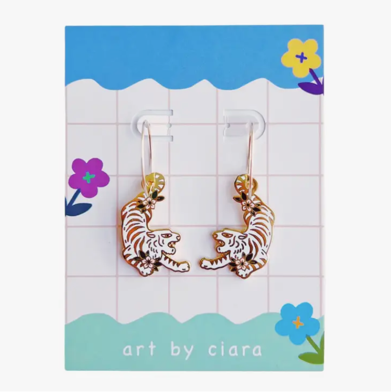 Gold Filled Tiger Hoop Earrings