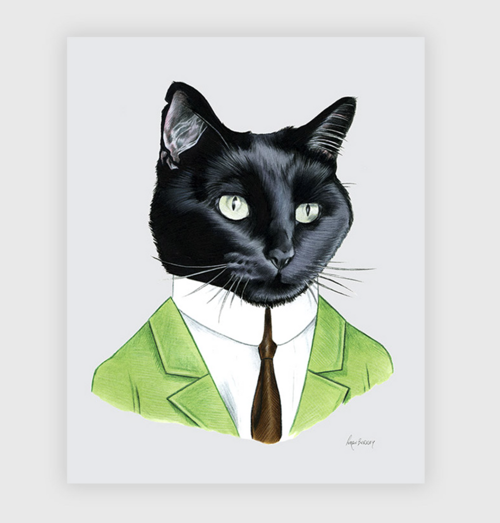 Black Cat Gentleman Print