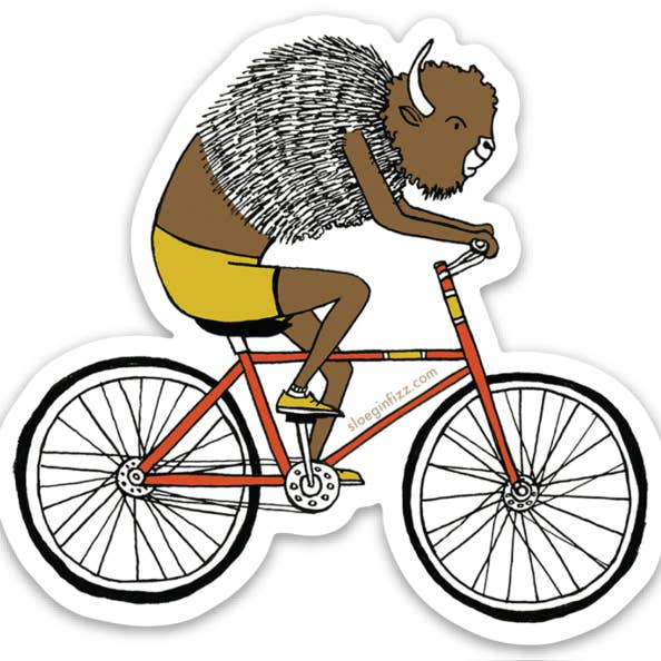 Bison on a Bike Sticker